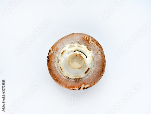 Mushrooms on a white background. Edible mushrooms from the store. Beautiful mushrooms.