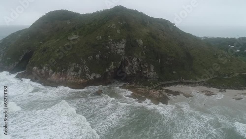 Ilha do Mel Brasil beach cloudy day Aerial Drone  Praia da Gruta Paranaguá move forward photo