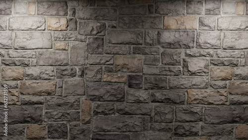 old stone wall, facade spotlights. realistic 3D rendering. illustration.