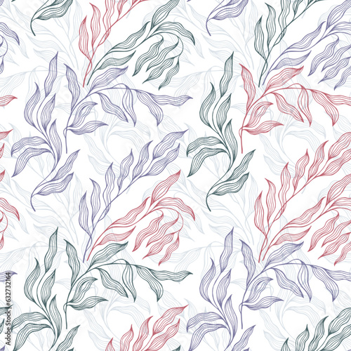 Lovely stylized tree leaves endless pattern. Organic foliage summer motif.