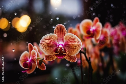 Exotic Orchids Bouquets of Flowers, bokeh 