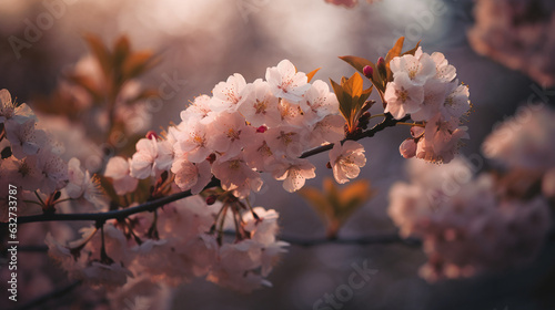 Serene Cherry Blossoms Bouquets of Flowers, bokeh  © Nati