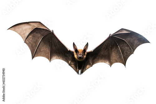 Bat vampire flying in the air with wings isolated on clear png background, Halloween festive elements concept, Vampire animal, with Generative Ai.