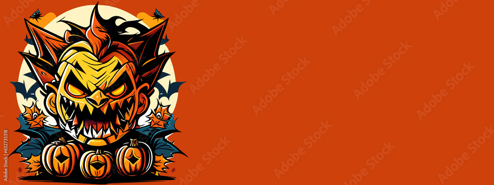 Obraz premium Halloween Copy Space Banner, Scary Halloween Monster, Halloween Copy Space Poster