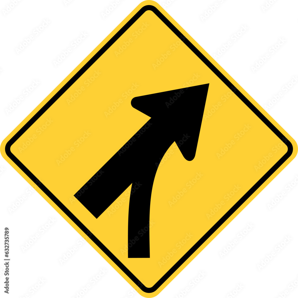 Vector graphic of a usa merge on slip lane highway sign. It consists of