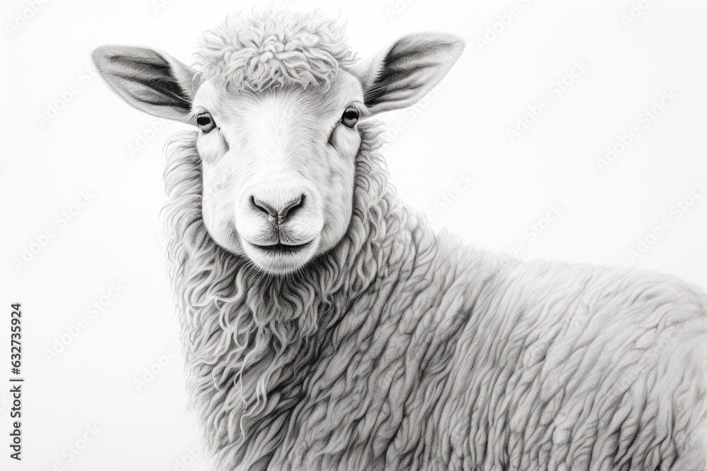 Obraz premium Pencil art sketch sheep animal drawing picture