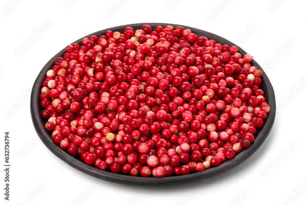 Fresh wild lingonberry berries with leaves, isolated on white background. Fresh wild lingonberry berries with leaves, isolated on white background.