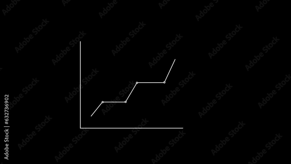 White line business graph growth concept animation on black background. k1_12