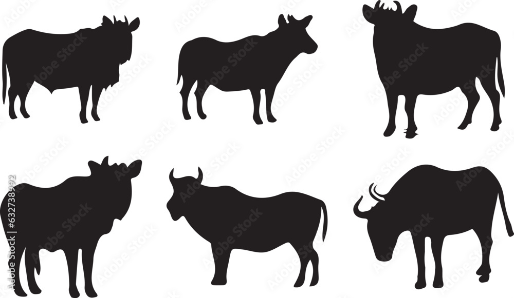 Warthog silhouettes and icons. Black flat color simple elegant Warthog animal vector and illustration.
