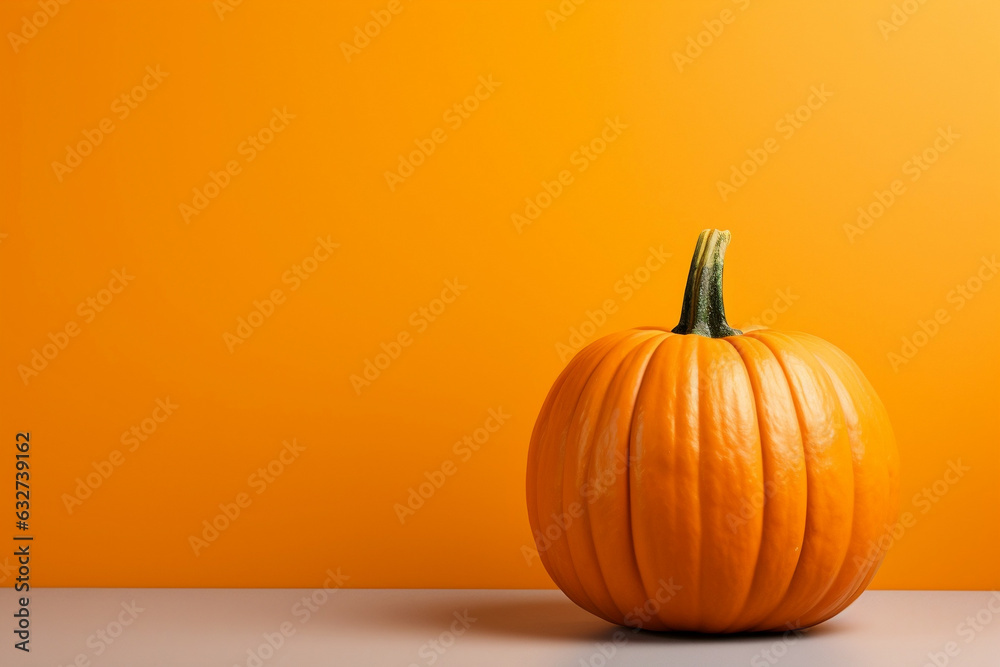 pumpkin on orange background, banner with copy space pumpkin on orange background, banner with copy space