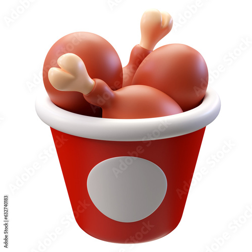 3d Render Illustration chicken bucket icon
