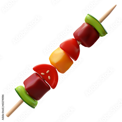3d Render Illustration meat skewer with cheese and vegetables icon