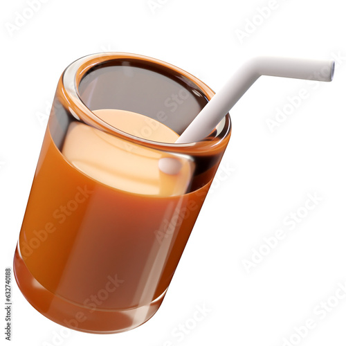 3d Render Illustration orange judo cup with straw icon
