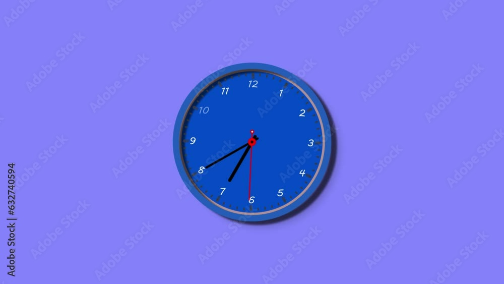 Amazing digital round shape 3d wall clock isolated on blue color background. k1_59 Amazing digital round shape 3d wall clock isolated on blue color background. k1_59
