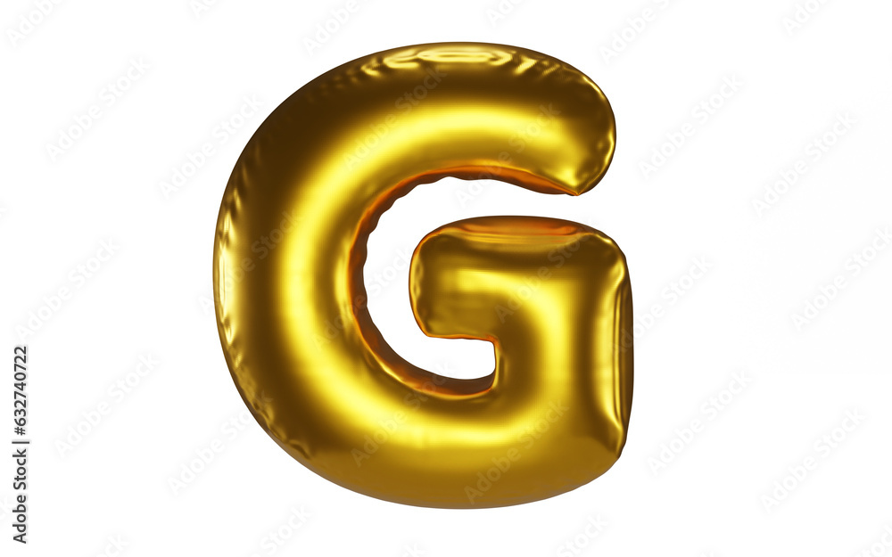 Golden balloon inflated alphabet letter on gray background Golden balloon inflated alphabet letter on gray background