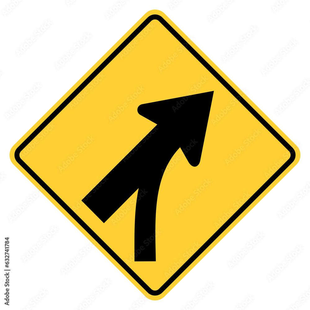 Vector graphic of a usa merge on slip lane highway sign. It consists of two black arrows merging diagonally within a black and yellow square tilted to 45 degrees Vector graphic of a usa merge on slip lane highway sign. It consists of two black arrows merging diagonally within a black and yellow square tilted to 45 degrees
