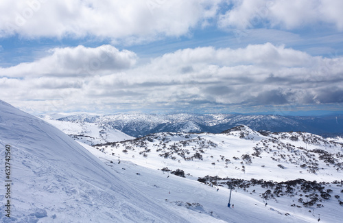 In the Perisher ski resort in winter in Australia