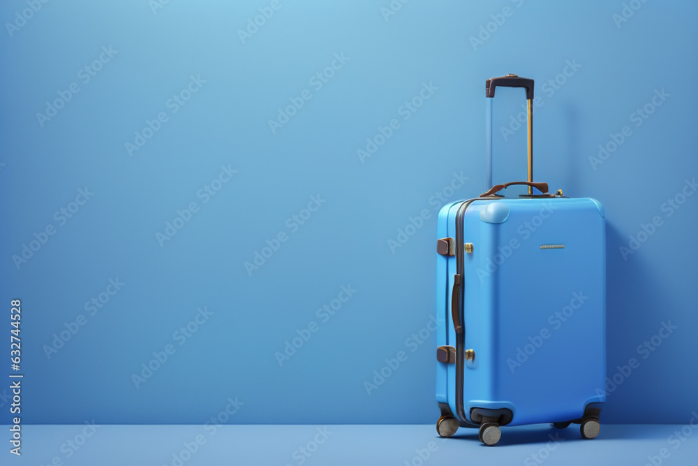 Traveler blue holiday journey suitcase vacation laggage trip travel background . AI Generative Traveler blue holiday journey suitcase vacation laggage trip travel background . AI Generative