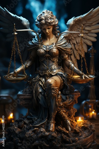 statue of an angel with the scales of justice in his hands. Made in AI © Ренат Хисматулин
