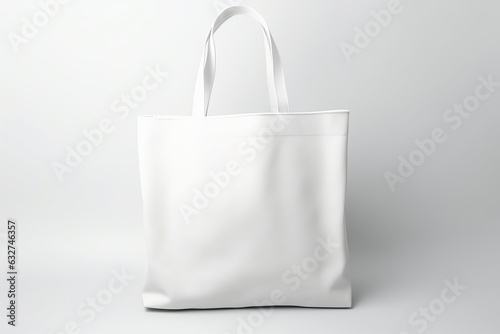 a mockup of a white tote bag made of cotton fabric on white background. a product design template.