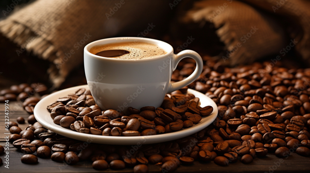 coffee beans and cup 