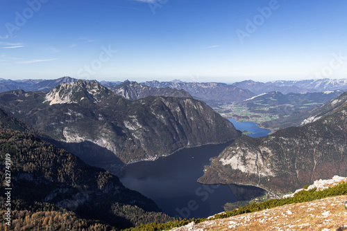 Bergsee und Berggipfel von oben