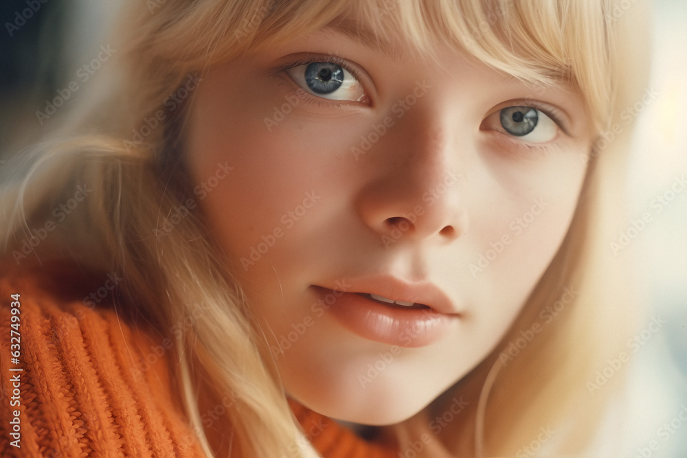 Captivating Blue Eyes: Portrait of a Stunning Blonde Woman - generative ai Captivating Blue Eyes: Portrait of a Stunning Blonde Woman - generative ai