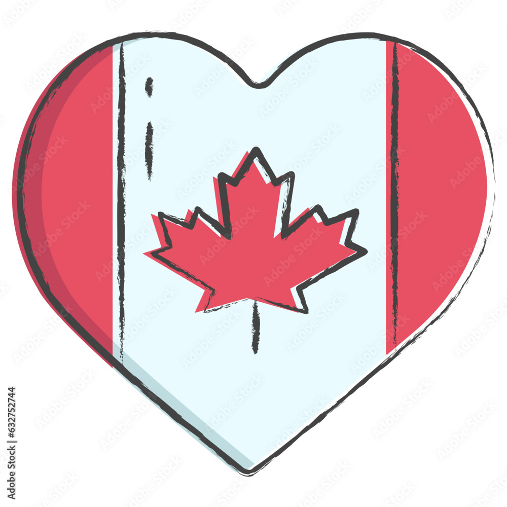 Obraz premium Hand drawn Canada love illustration icon