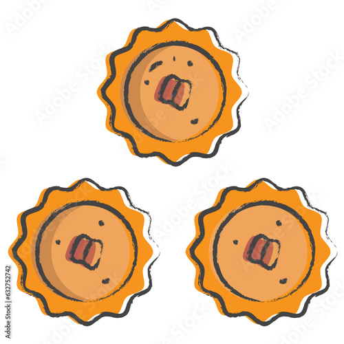 Hand drawn Butter tart illustration icon