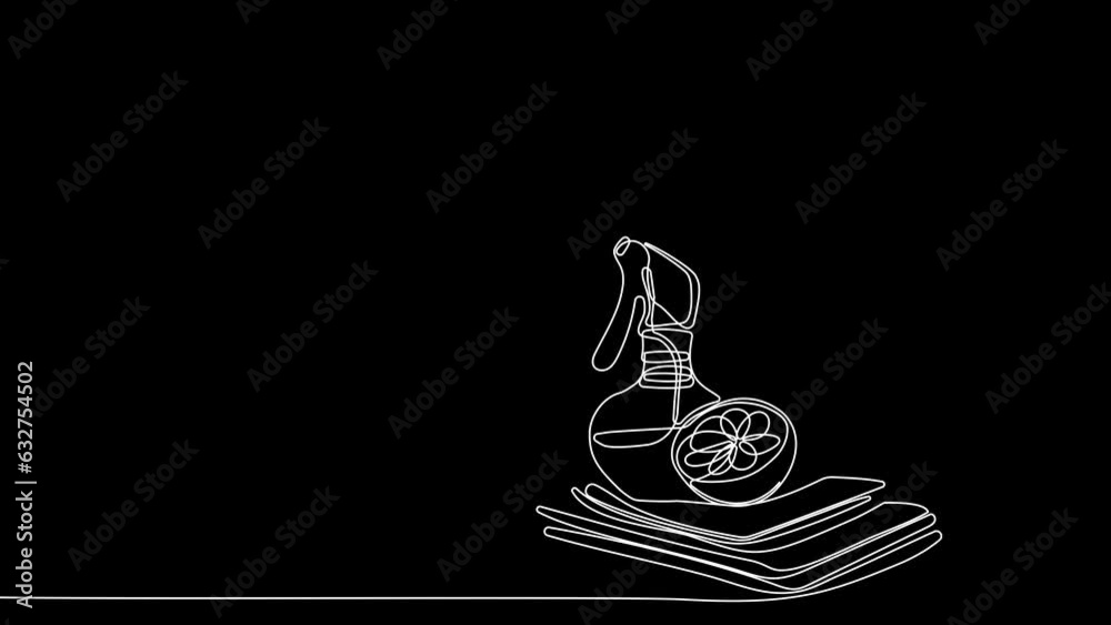 Animated drawing of continuous line draw of set bottles of different cleaning procucts friendly cleaning. Minimal concept. High quality 4k footage Animated drawing of continuous line draw of set bottles of different cleaning procucts friendly cleaning. Minimal concept. High quality 4k footage