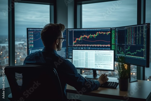 Businessman monitoring stock market. Generative ai