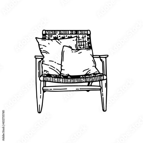 vector illustration of bench with cushions