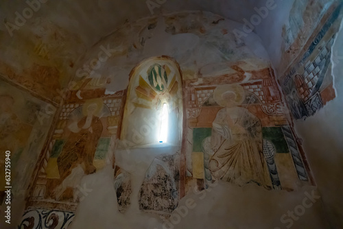 Hermitage of San Baudelio, Soria province, Castilla y Leon, Spain, Europe. Inside detail. photo