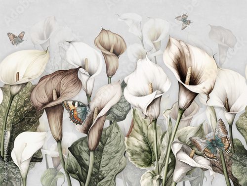 pattern-wallpaper-calla-lily-flowers-with-butterflies-in-a-landscape-drawn-in-a-vintage-style-with-a-white-background