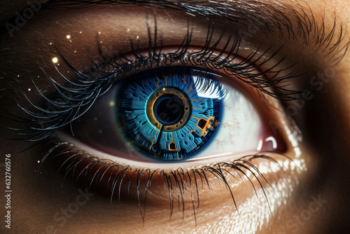 Human eye with futuristic scan technology