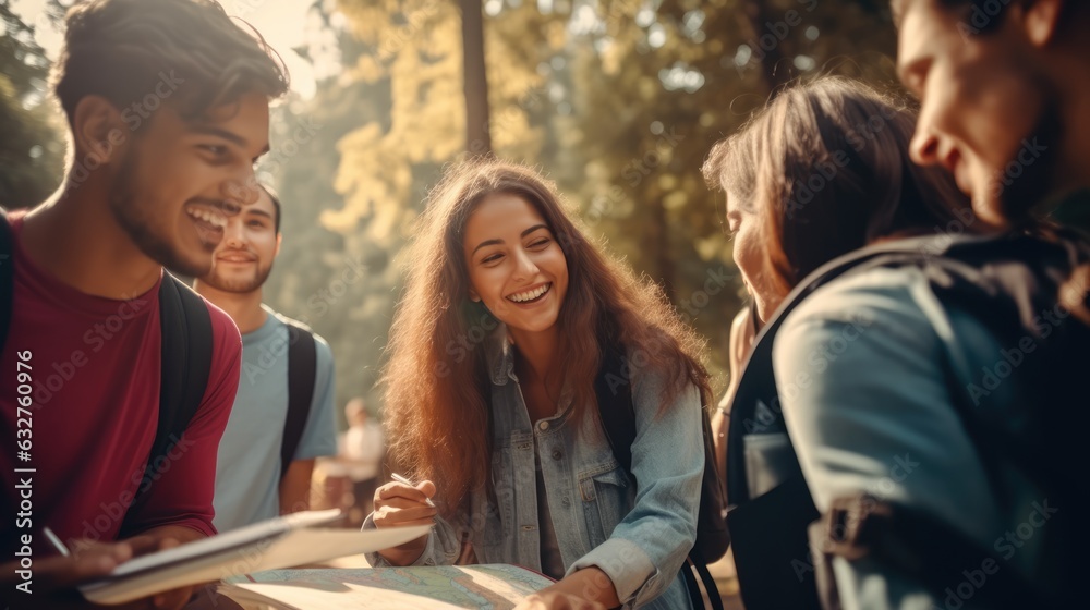 A group of young people friends of different nationalities taking selfies and smiling. Portrait, close-up. Group photo A group of young people friends of different nationalities taking selfies and smiling. Portrait, close-up. Group photo