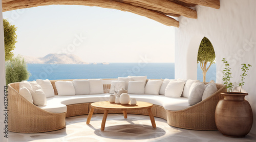 luxury terrace with sea view  sunny summer day generativa IA