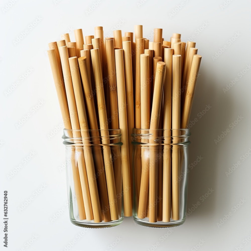 Ecological bamboo cocktail tubes for lemonades and drinks. Concept: Safe eco-friendly tableware without harm to the planet. Ecological bamboo cocktail tubes for lemonades and drinks. Concept: Safe eco-friendly tableware without harm to the planet.
