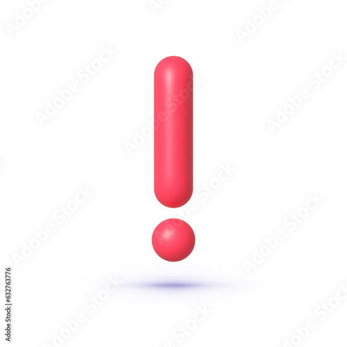 Exclamation mark 3d, great design for any purposes. Warning icon. Design element. Vector illustration design