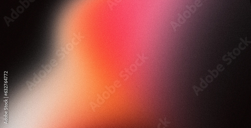 Color gradient dark grainy background, red orange white vibrant abstract spots on black, noise texture effect