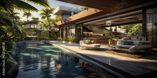 modern and luxurious pool house design Generative AI © SKIMP Art