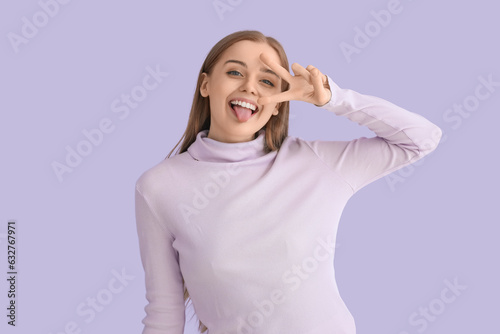 Funny young woman in sweate...