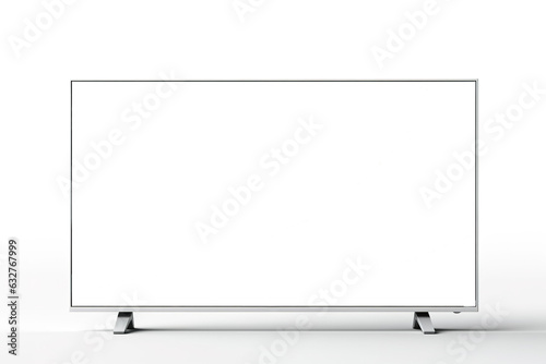 Led tv over white background with screen in transparent with copy space