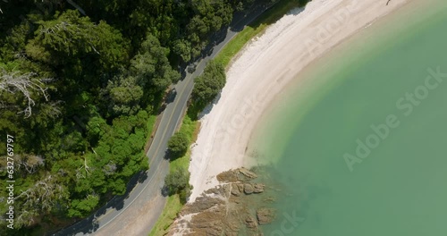 Aerial: Seaside suburb of Maraetai, Auckland, New Zealand photo