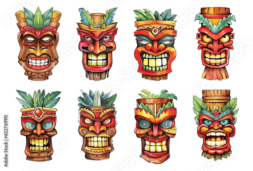 Tiki masc ilustration watercolor paint photo