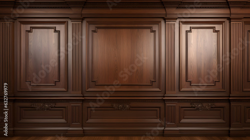 Luxury wood paneling background or texture. highly crafted classic or traditional wood paneling
