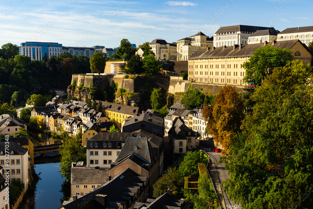 Beautiful cityscape view of Luxembourg city at summer day