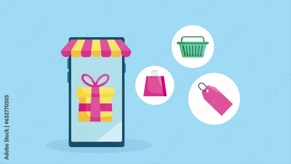 smartphone with ecommerce technology animation smartphone with ecommerce technology animation