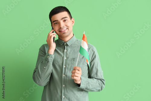 Young man with Indian flag ...