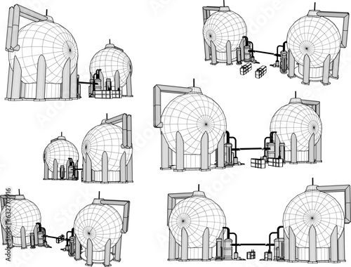 Advanced and dangerous nuclear atomic chemical reactor design vector sketch